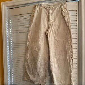 Zara Cream Pants with Gold Button Detail size 6